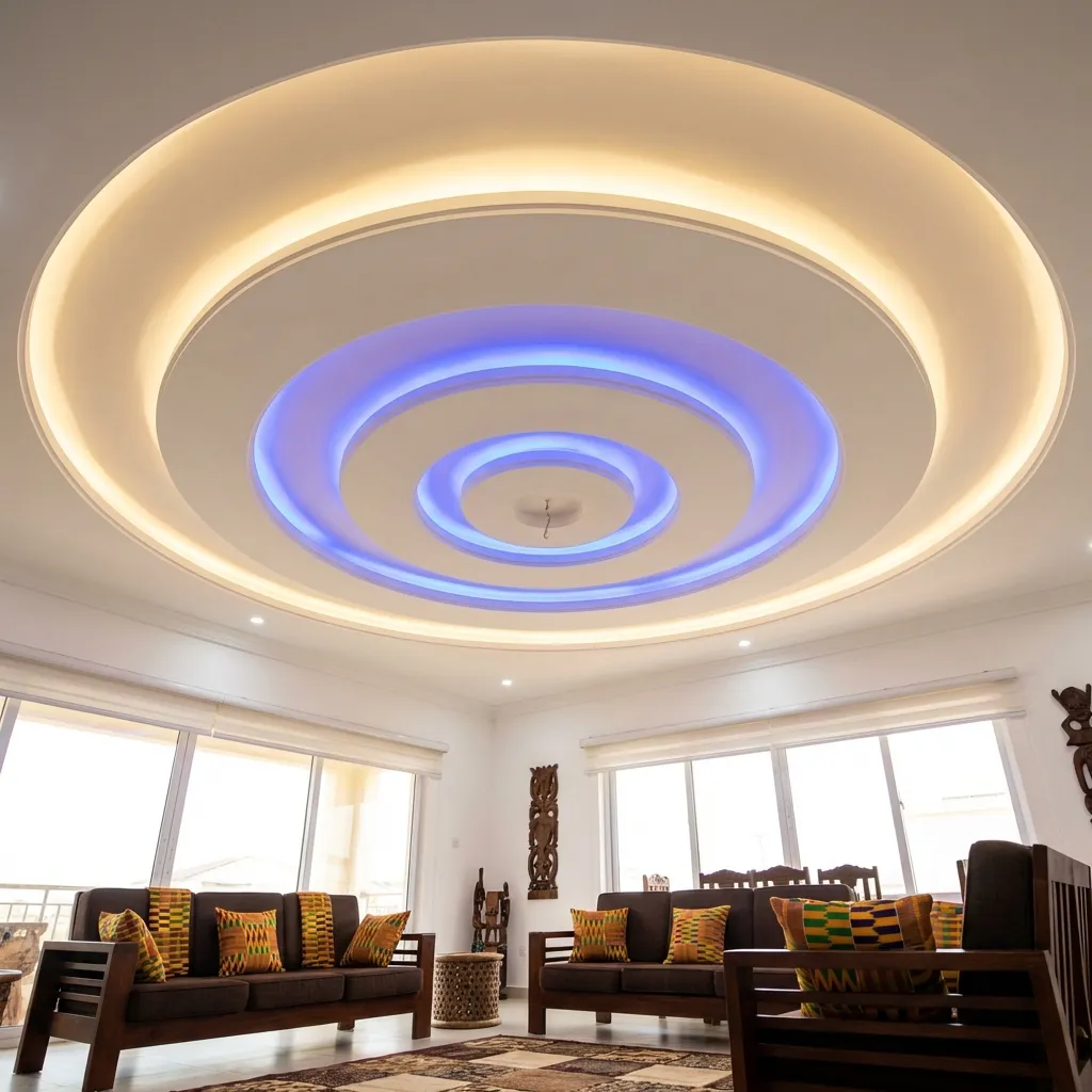 Finished Multi-Level Circular POP Ceiling